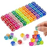 50 Stück Würfel Set, 14mm Spielwürfel, Acryl Würfel Bunt mit Runden Ecken...