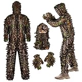 NorthSpoor 3D Ghillie Suit Tarnanzug, Dschungel-Ghillie-Anzug mit Tarnmütze,...