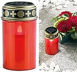 PEARL Grableuchte: Solar-LED-Grablicht mit Dauerlicht, rot (LED Grablicht mit...