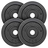 MAXXIVA Hantelscheiben 4er Set Gewichtsplatte je 5 kg Gusseisen schwarz 20 kg...