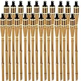 Bambusfackel Gartenfackeln mit Docht 90 cm lang Outdoor-Fackel 185 ml Füllmenge...