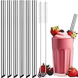 NiHome 6er-Pack Wiederverwendbare Edelstahl Strohhalme, Extra Breite 1,3 cm und...
