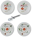 Retsch Arzberg - Pizzateller im Set inklusive Pizzaschneider/Pizzaroller - Pizza...