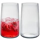 KONZEPT Gläser Set 6 teilig mit Rillenstruktur (480 ml), Trinkgläser hohe...