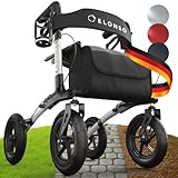 ELONEO Rollator faltbar und leicht mit Sitz, Outdoor Rollator mit Luftbereifung...