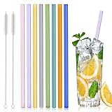 8 Farbige Strohhalme Glas, Glas Strohhalme Mehrfarbig Gerade, Bunt...