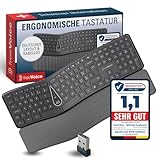 freeVoice Ergonomische PC Tastatur I Tastatur ohne Kabel I Geteiltes Tastenfeld...