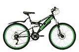 KS Cycling Jugendfahrrad Mountainbike Fully 24'' Bliss schwarz-grün RH 38 cm