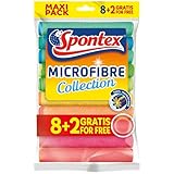 Spontex Microfibre Allzwecktücher 8+2 Gratis, 1 Packung - bunte...