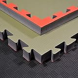 TEKKA BUDO Kampfsportmatte rot-grün - 100 x 100 x 4 cm - Verzahnte Ränder -...