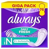 Always Daily Fresh Normal Slipeinlagen 76 Stück, 0 Prozent Duftstoffe, Für...