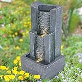 GARTENBRUNNEN BRUNNEN 230V 3-Stufige STEIN-Kaskade mit LED-Licht ZIERBRUNNEN...