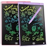 [2 STÜCKE] LCD Schreibtafel 12 Zoll, Genialba Buntes LCD Schreibtablett, LCD Writing Tablet, Elektronischer Tablette, Grafiktablett für Kinderspiele 2 3 4 5 6 7 Jahre Jungen Mädchen (Rosa&Viola)