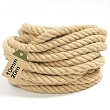 Juteschnur 10mm x 20m – Robustes Juteseil, Dickes Naturfasertau für...