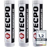 TECPO 3x Universal Mehrzweckfett EP2 400g Kartusche Schmierfett, Lithiumfett,...