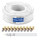 deleyCON HQ 30m SAT Koaxial Kabel 130dB - 4-fach geschirmt für DVB-S - S2 DVB-T...