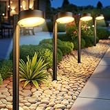BUCASA Solarlampen für Außen Garten, 4X12 LEDs Helle Solarleuchten für Außen...