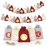 Nordstern Adventskalender Säckchen zum Befüllen 2025-24 große Jutesäckchen...