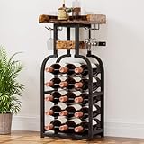 Yorbay Weinregal freistehend 15 Flaschen, Flaschenregal mit Glashaltern,...