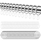 Littlegaofeithing 48 Stück Vorhangringe Silber aus Metall und Gardinenhaken, 30...