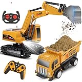Charmofun Ferngesteuerter Bagger Spielzeug mit RC Sandtransporter, 2.4Ghz...