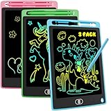 3 Stück LCD Schreibtafel, 8.5 Zoll Zeichenbrett Bildschirm Augenfreundliche Bunte Schrift Pad Für Drinnen und Unterwegs, Löschbarer Schreibtablett Spielzeug Geschenk für Kinder - Blau & Rosa & Grün