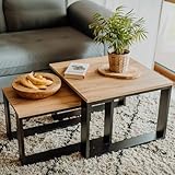 LEHMANN Wohnzimmertisch Holz, Couchtisch 2er Set in 2 Größen, Beistelltisch...