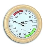 TFA Dostmann Analoges Sauna-Thermo-Hygrometer, mit Holzrahmen,Temperatur,...