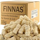 FINNAS 10 kg Holzwolle Premium Anzündwolle Anzünder Kaminanzünder 800 Stück...