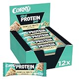 CORNY Protein-Riegel Vanilla White Crunch, 30% Protein, ohne Zuckerzusatz, 12...