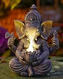 Yeomoo Ganesha Figur Buddha mit Solarlampen für Deko Wohnzimmer Schreibtisch...