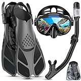 Lealinga Schnorchelset Erwachsene mit Verstellbare Taucherflossen Anti-Leck &...
