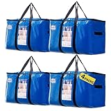 YBCPACK 4er-Set Umzugstaschen XXL 102L mit Sichtfenster - Wasserdichte...