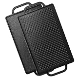 GFTIME Gusseisen Grillplatten 33 x 21cm für Ofen, Herd & Grill, Holzkhlegrill...