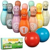 Pink Papaya Kegelspiel für Kinder | 12 teiliges Bowling Set | Spielzeug aus...