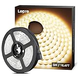 Lepro LED Strip Warmweiss, 5M LED Streifen 12V Selbstklebend, Band mit 300...