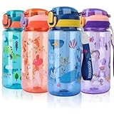 SUPPRUI Trinkflasche Kinder, 600ml Kindertrinkflasche mit Strohhalm, BPA-freie...