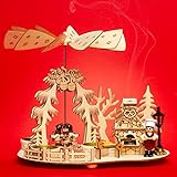 SIKORA P35 2-in-1 Holz Teelicht Weihnachtspyramide Backstube mit rauchendem...