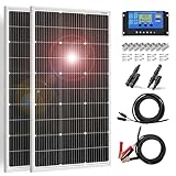 DOKIO Solarpanel 100W 2PC (200W) 18V Monokristallin(Hohe Leistung) Für 12V Kfz...