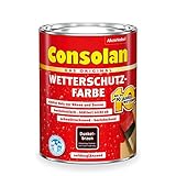 Consolan Wetterschutzfarbe, Deckender Holzschutz für Außen, Dunkelbraun, 750ml
