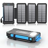 Solar Powerbank 26800 mAh mit 4 Solarpanel, Powerbank USB-C Schnellladung für...