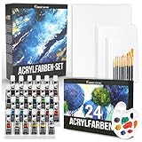 Zenacolor - Acrylfarben set (40 Stück) - 24x12ml Acrylmalerei Starterset - Mit...