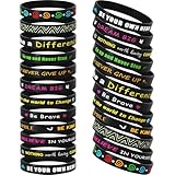 CHRORINE 24 Stück motivierende Silikonarmbänder mit inspirierenden Zitaten,...