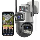 5G Kamera Überwachung Aussen,6MP Dual Objektiv Überwachungskamera Aussen, IP66...