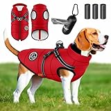 LOVPET® Hundejacke Hundemantel mit Geschirr, inkl. 45 Stück Kotbeutel +...