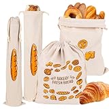 CTDMJ Brotbeutel Leinen mit Kordel 4er Set Wiederverwendbarer Leinenbeutel für...