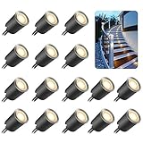 SMY 16er Set 12V Terrassen Einbaustrahler Warmweiß, 0,6W Ø32mm LED...