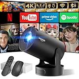 Mini Beamer Unterstützt 4K 1080P, Projektor Tragbarer mit WiFi 6 und Bluetooth...