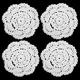 Lace Runde Häkeldeckchen, 4 Stück 10 cm Klein Gehäkelter Baumwolle Spitze...
