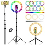 PEYOU 12'/186CM Ringlicht mit Stativ Handy, LED Ring Light mit...